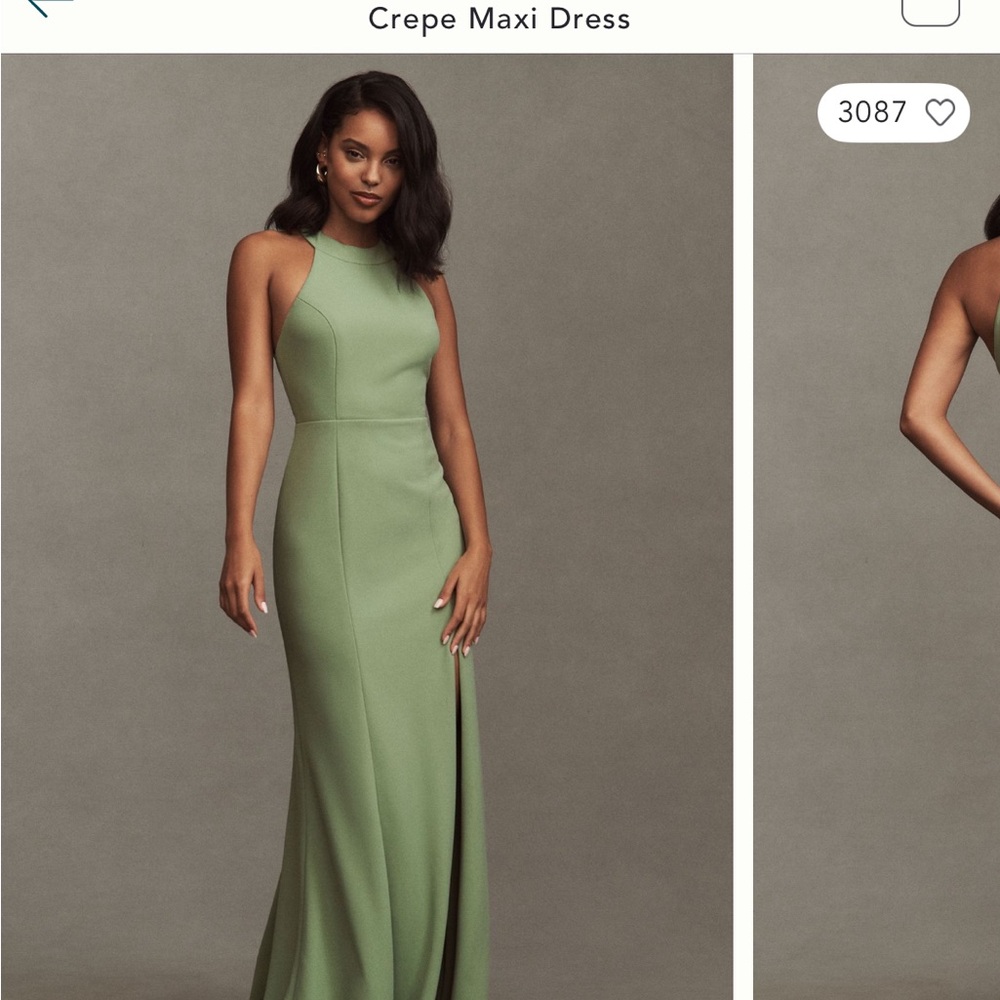 BHLDN Juliana High Neck Side Slit Crepe Maxi Dress